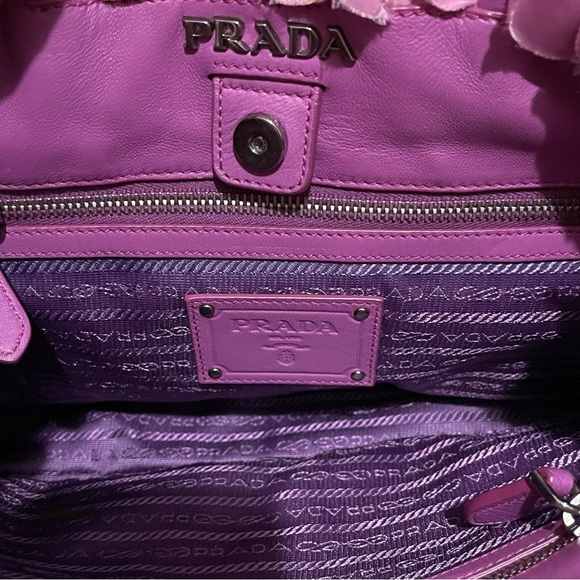 PRADA Tessuto Ruffled Leather Pink Tote Bag - Picture 7 of 15